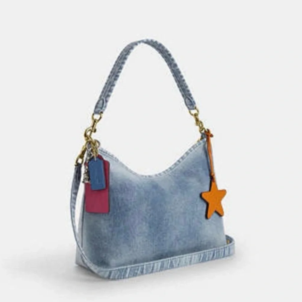 NWT Coach Loved DENIM Laurel Shoulder w/charms n crossbody strap factory wrapped - Picture 2 of 6